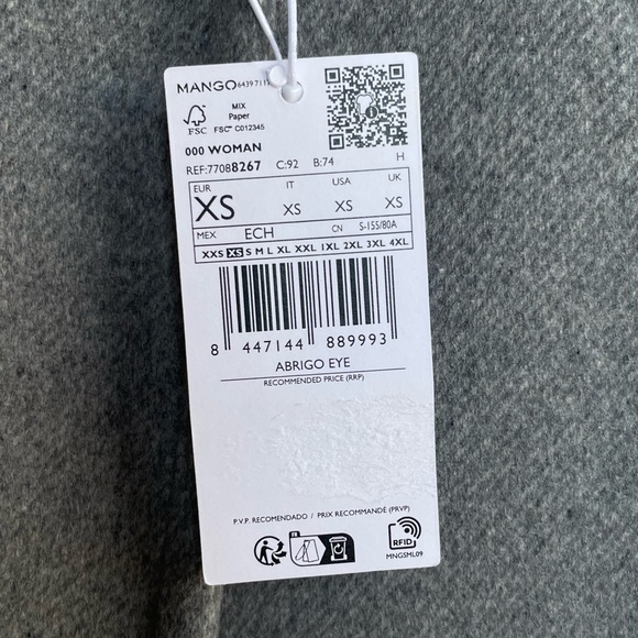 MANGO NWT Gray Lapels Wool Trench Coat Oversized Double Breasted Long Wool Coat - Picture 13 of 14